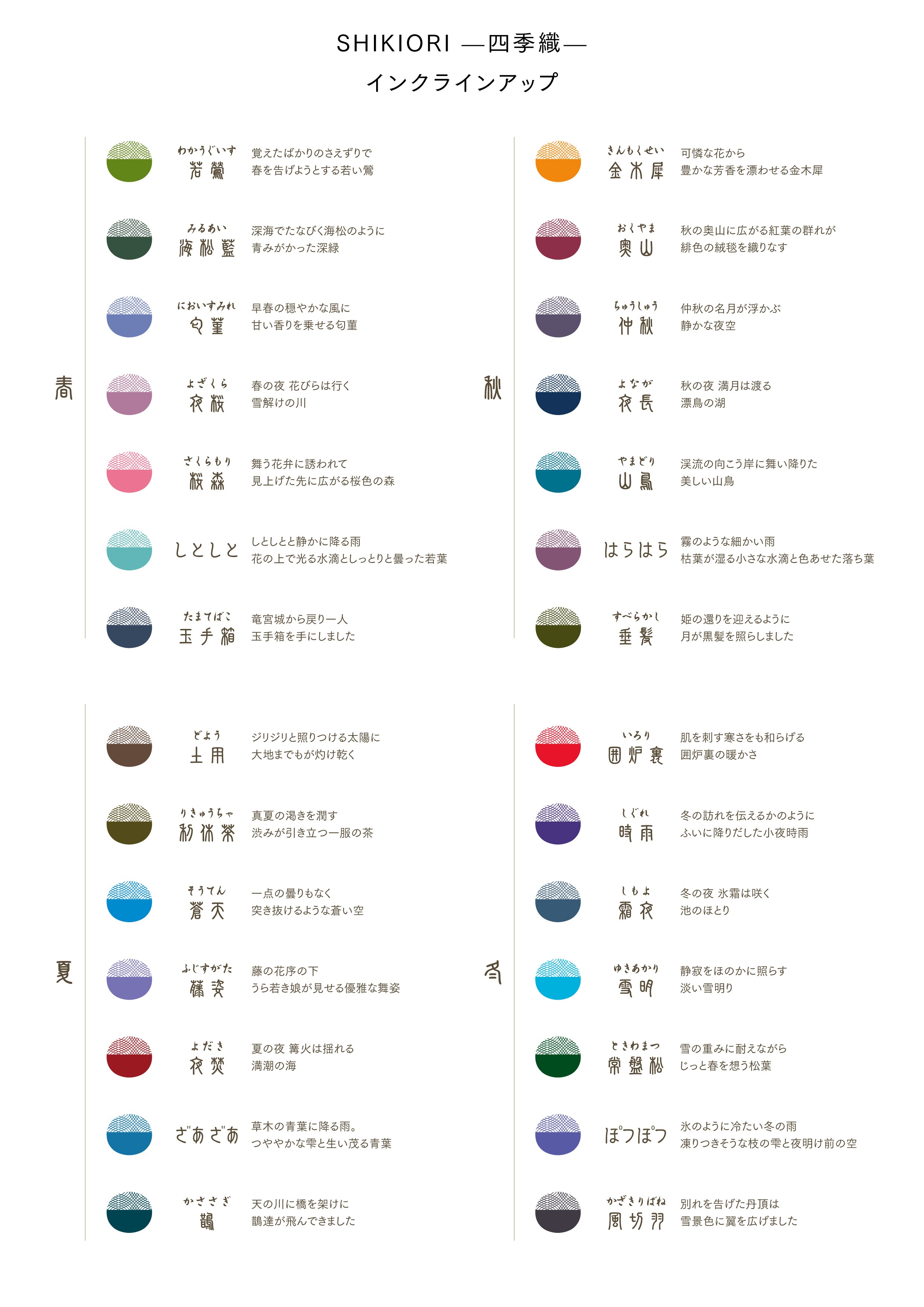 SHIKIORI ―四季織― 万年筆用カートリッジインク | セーラー万年筆